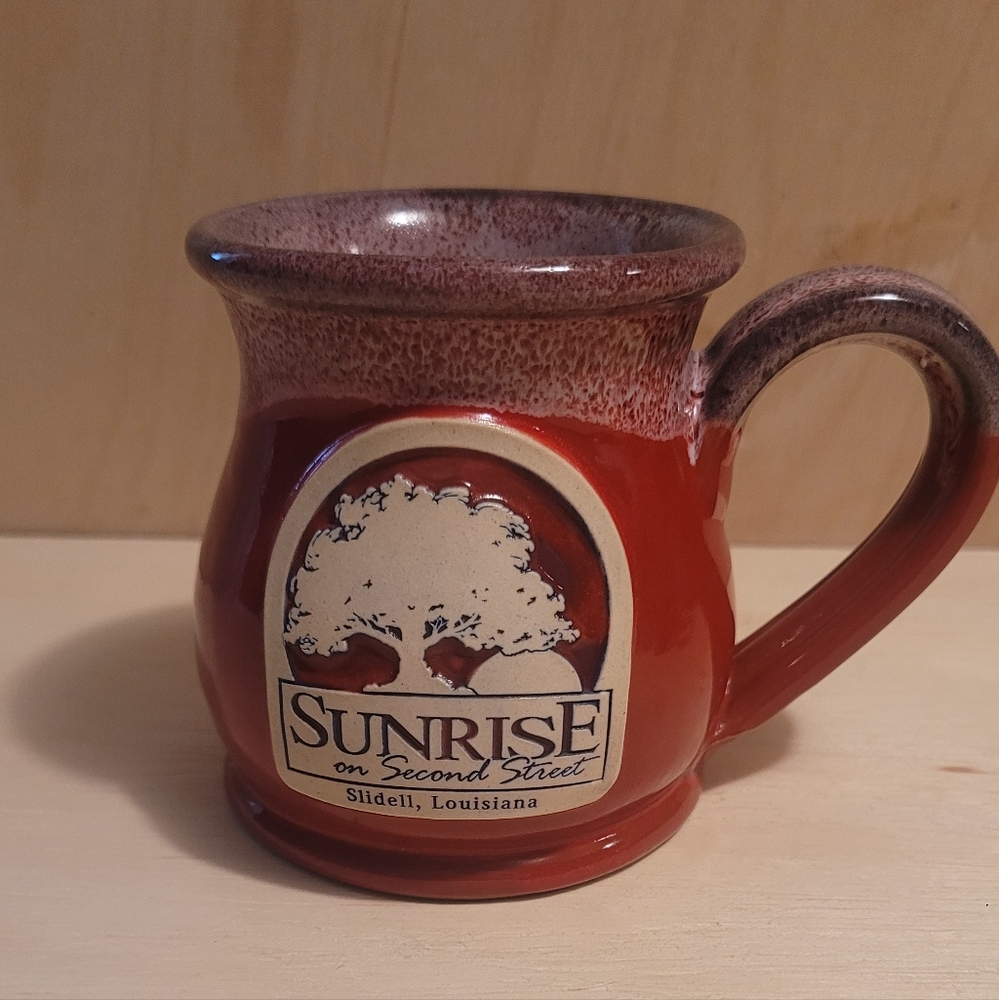DENEEN POTTERY .. Sunrise on Second Street Red Ceramic Mug